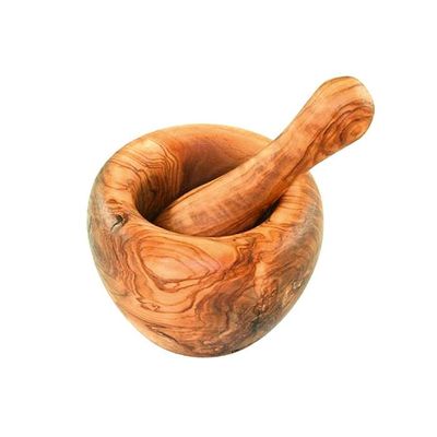 Mortier avec pilon en bois d'olivier